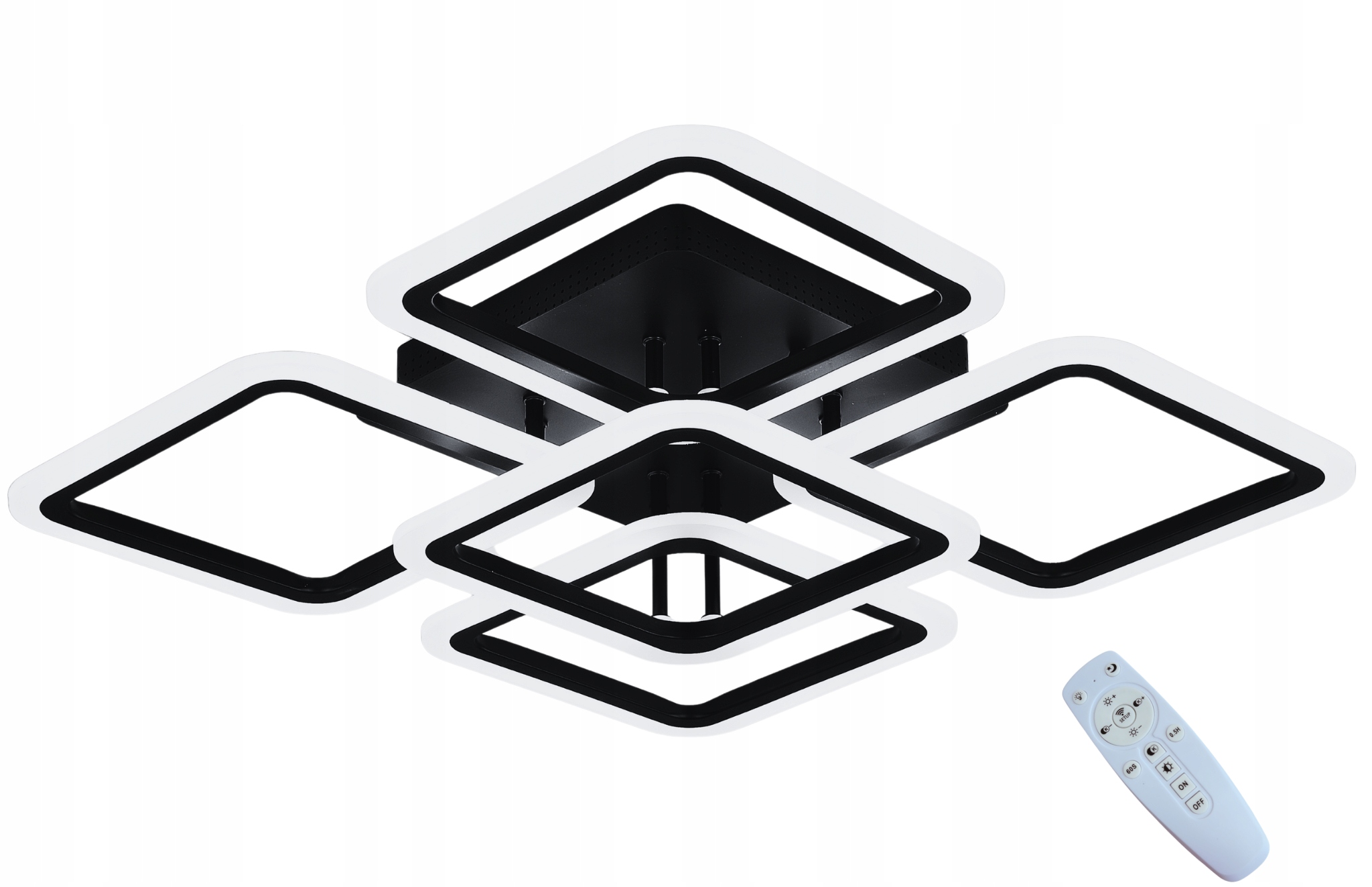 Stropná Lampa čierna štvorcová závesná Stropné Svietidlo Led Luster Diaľkový Ovládač 50 cm