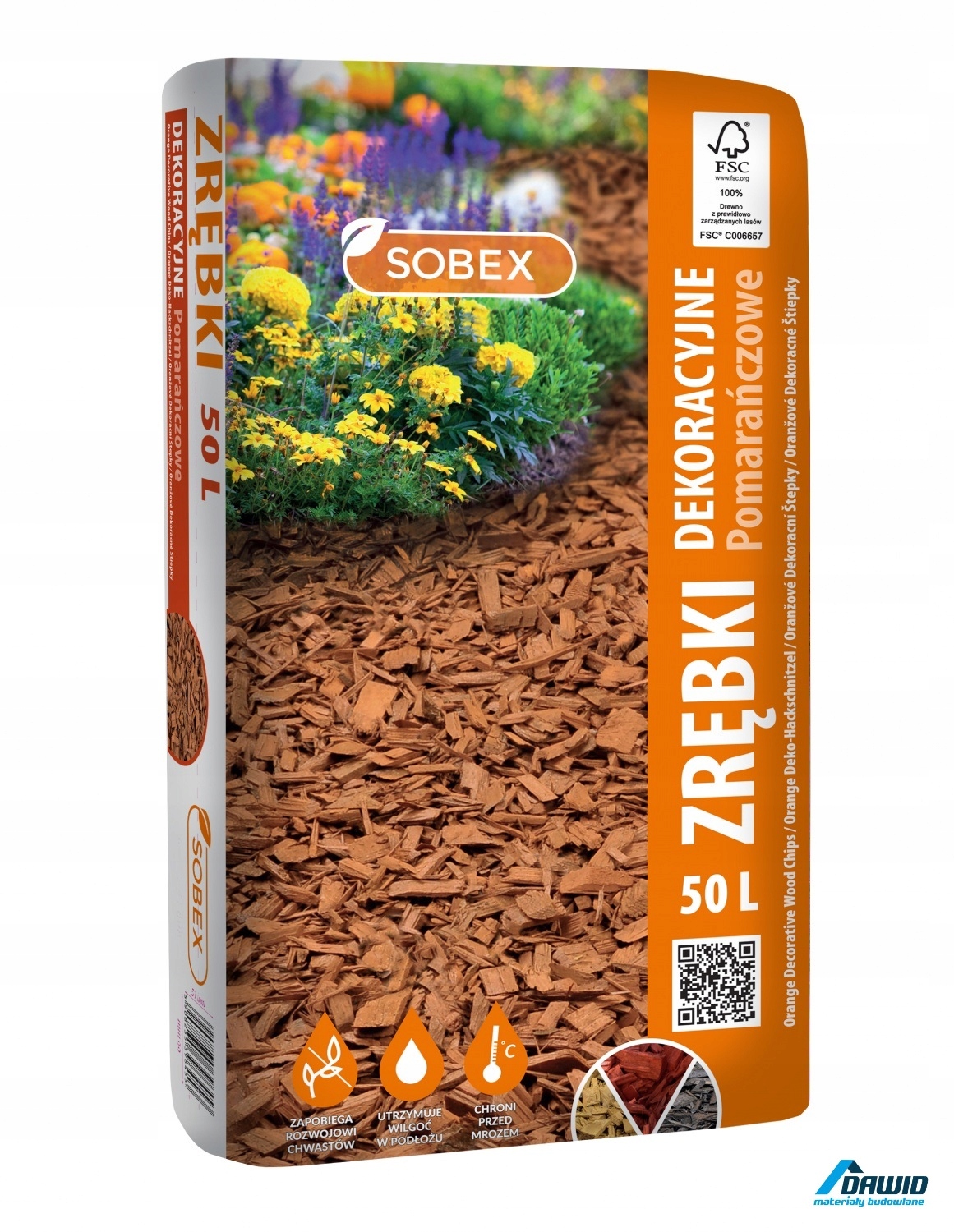 ZRĘBKI DEKORACYJNE KORA OGRODOWA POMARAŃCZOWA 50L