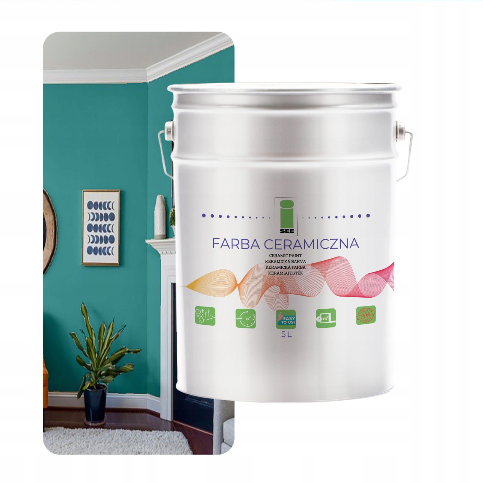 Keramická Farba Na Steny Umývateľná Zelená Tyrkysová Mätová 10 L Bez Zápachu