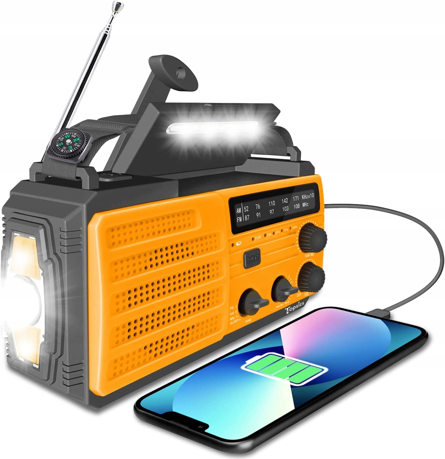 RADIO ALARMOWE NA DYNAMO SOLARNE 8000mAh Złącza brak