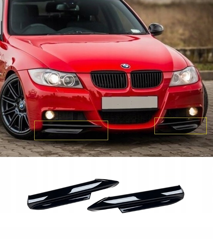 Bmw E90 E91 2005-2008 Černý Lesk M Balíček Splitter Krytka Nárazníku