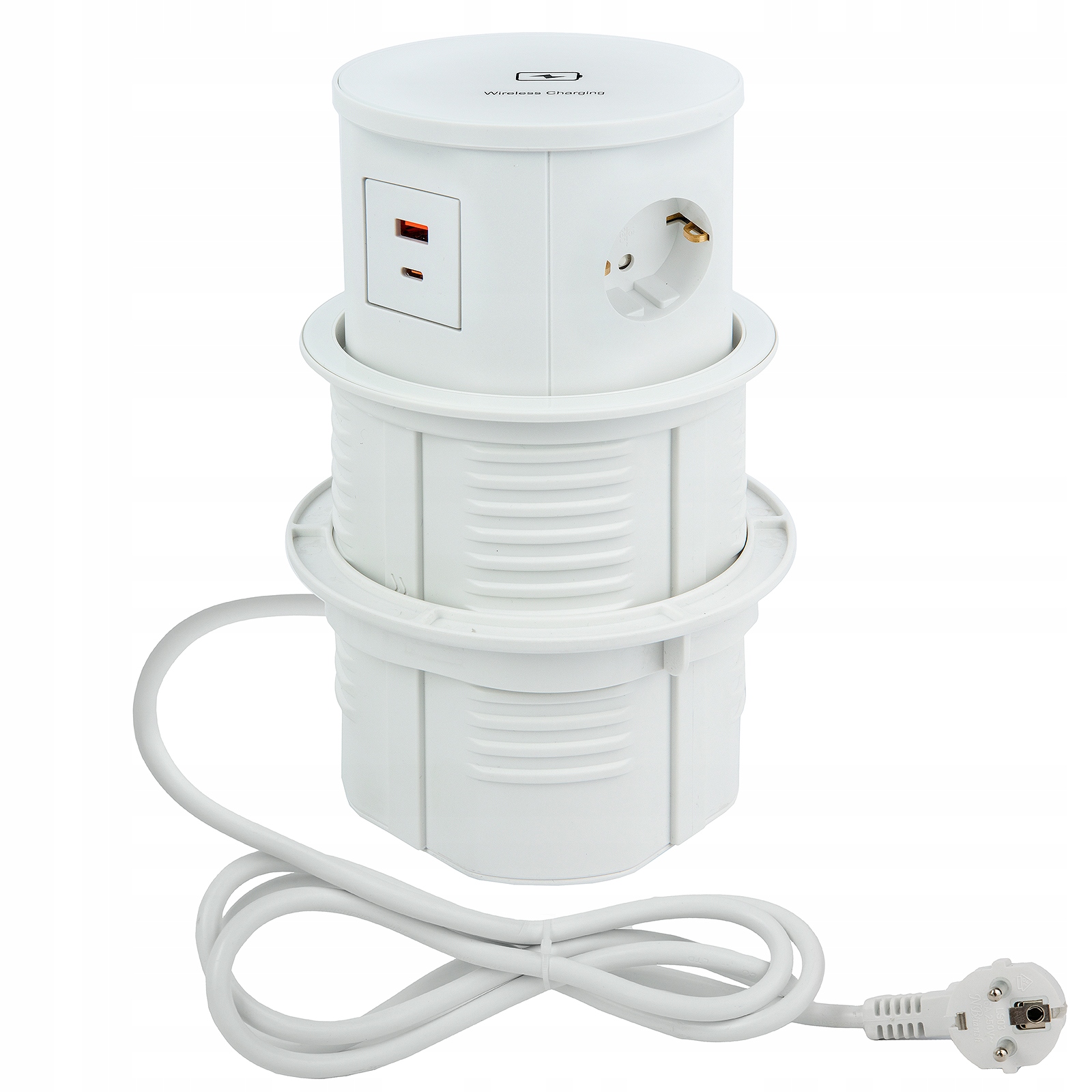 Zásuvka 3x230V Usb (a+c) indukční nabíjení, barva bílá