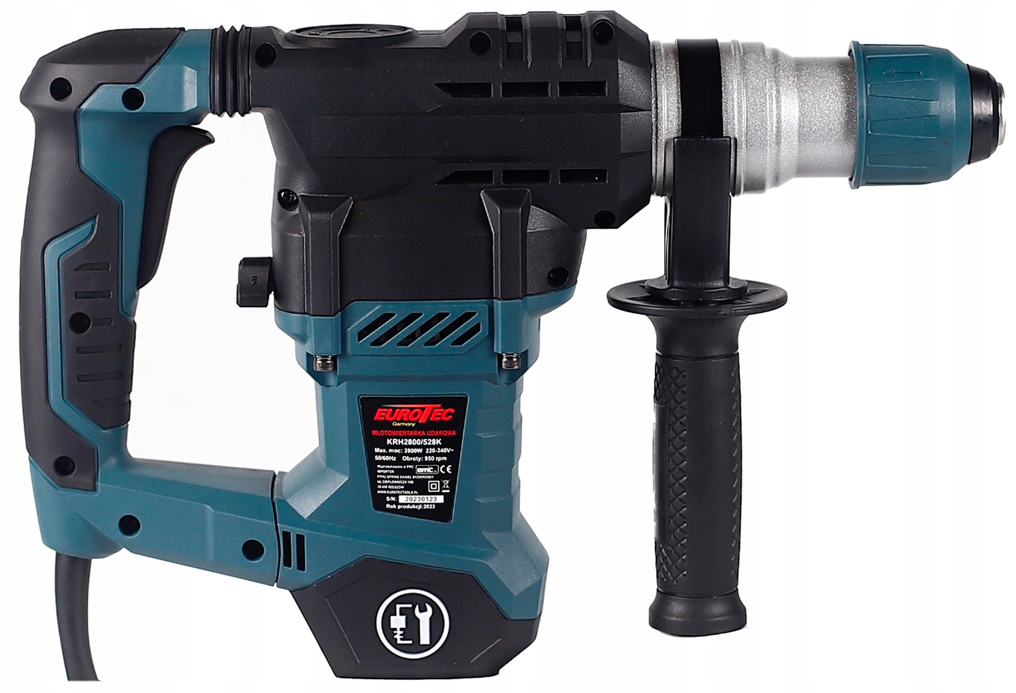 MŁOTOWIERTARKA MŁOT UDAROWY WIERTARKA SDS+ UDAR 6J WIERTŁA +SMAR WALIZKA Zasilanie sieciowe