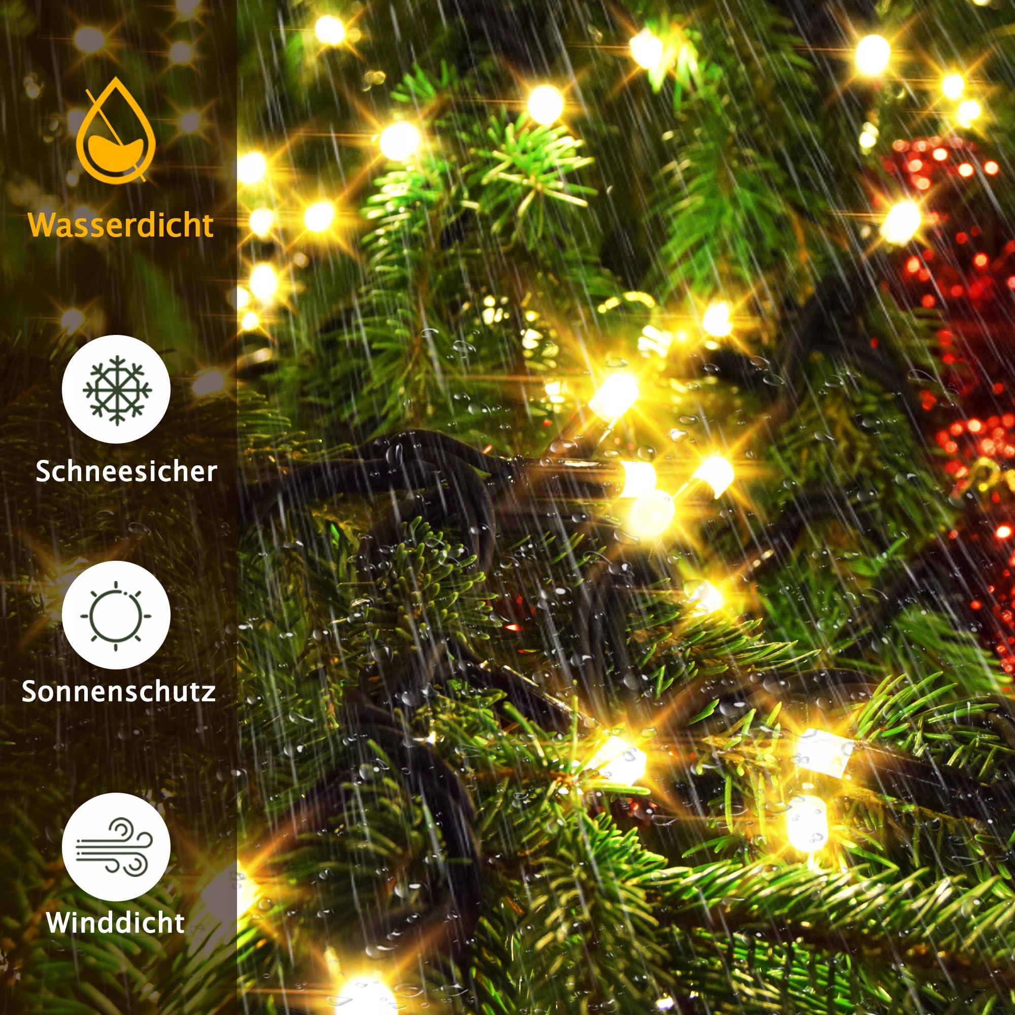 GYLEFY LAMPKI CHOINKOWE WODOODPORNE GIRLANDA ŚWIĄTECZNA 2M 400 LED IP65 — miniatura 8