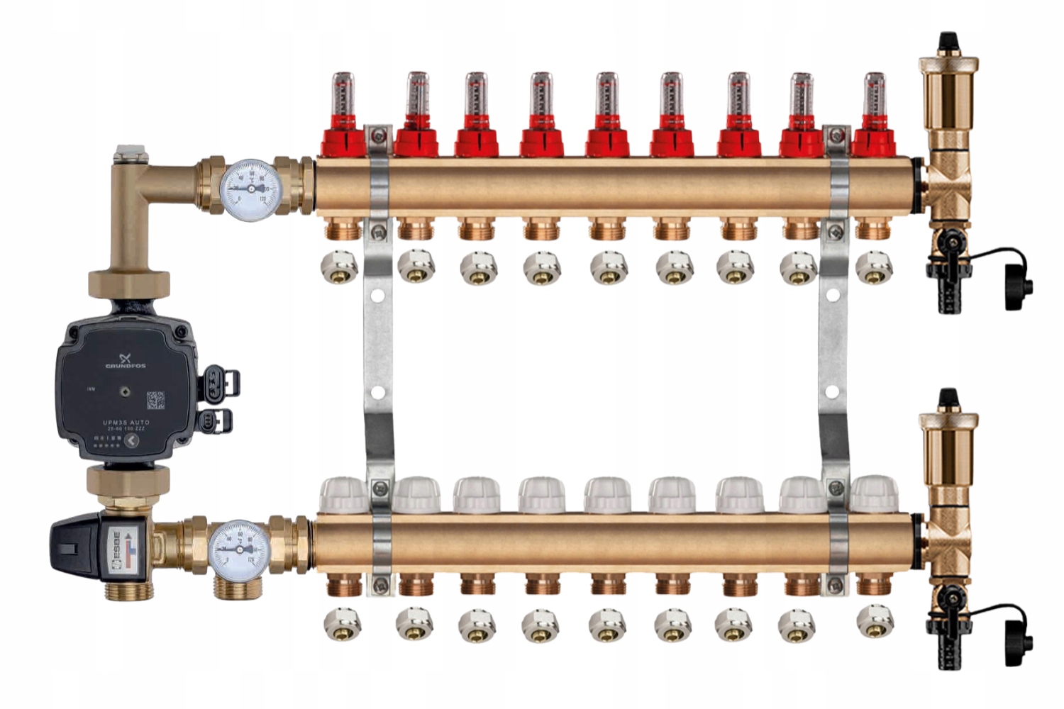 Mosazný Rozdělovač Podlahovky 9 Čerpací Skupina Grundfos Pex Spojky