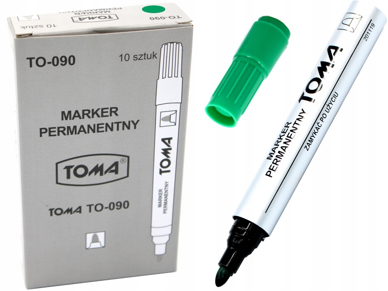 Marker permanentny TO-090 okrągły zielony 10 sztuk