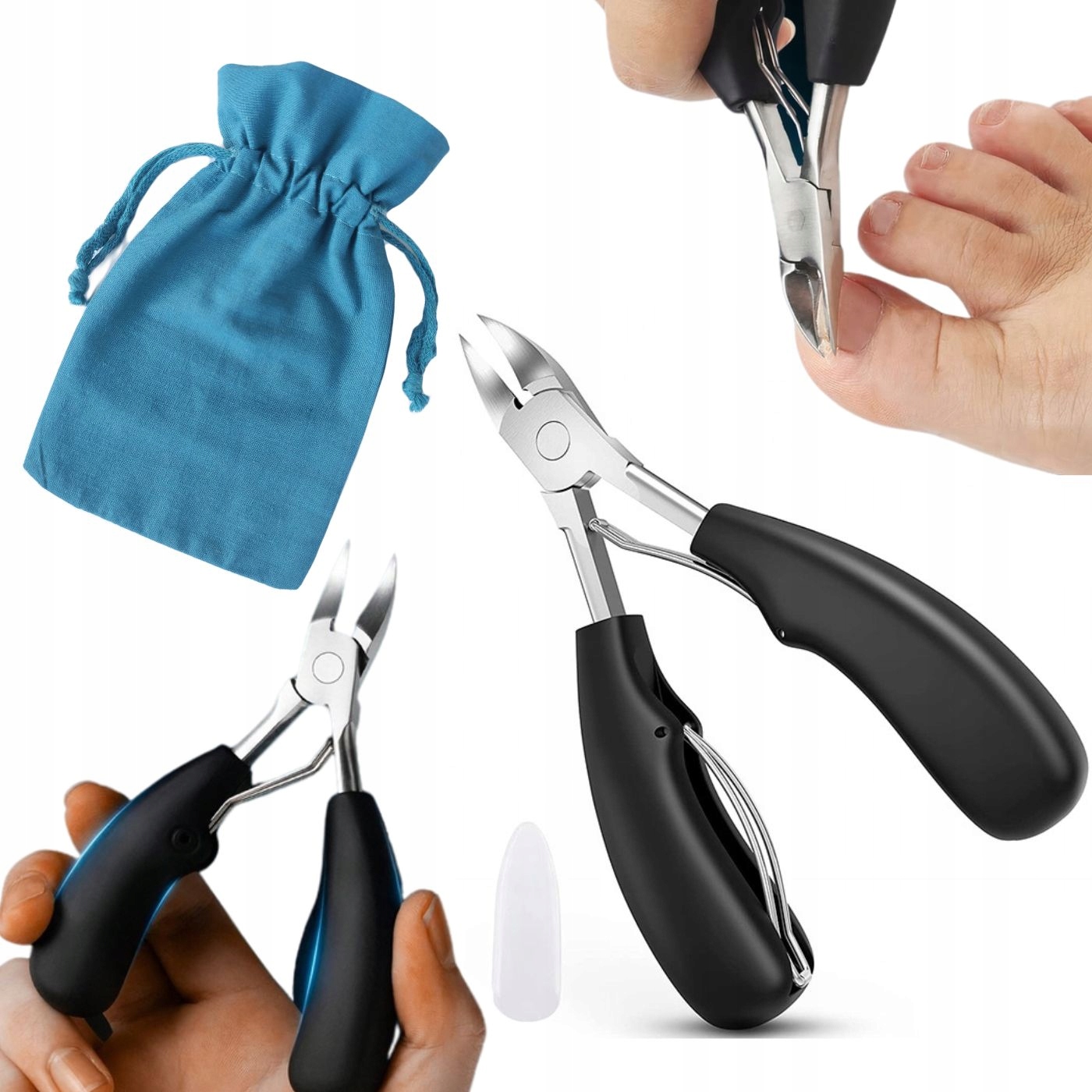 Cążki do Grubych WRASTAJĄCYCH PAZNOKCI CĘGI Obcinaczki OSTRE MOCNE + WOREK