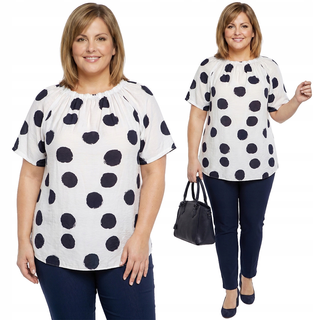 Bílá halenka s modrými puntíky plus size velikost 54