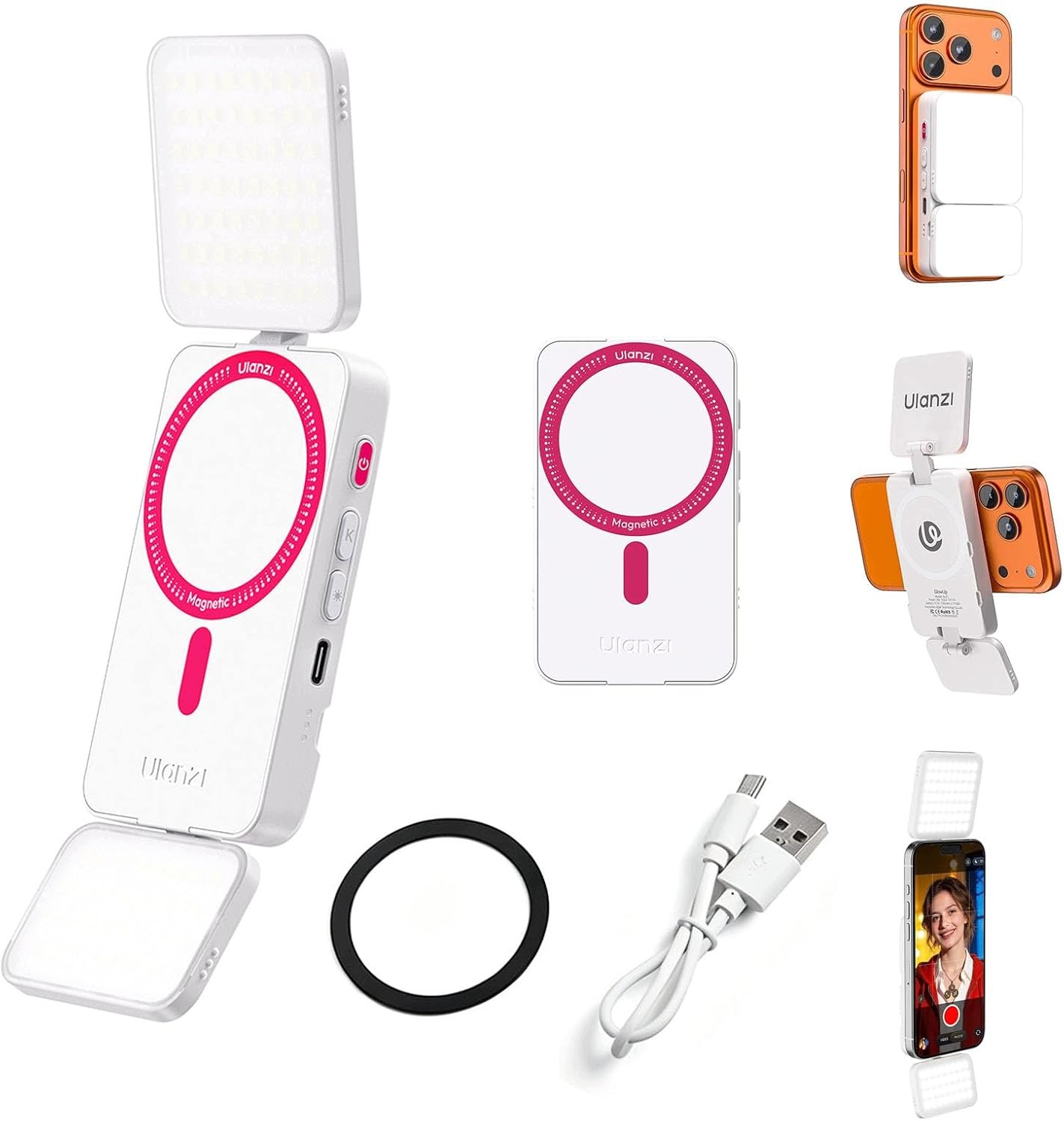 Ulanzi GL01 GlowUp Svítilna Selfie Led MagSafe svítilna pro iPhone, telefon CRI97