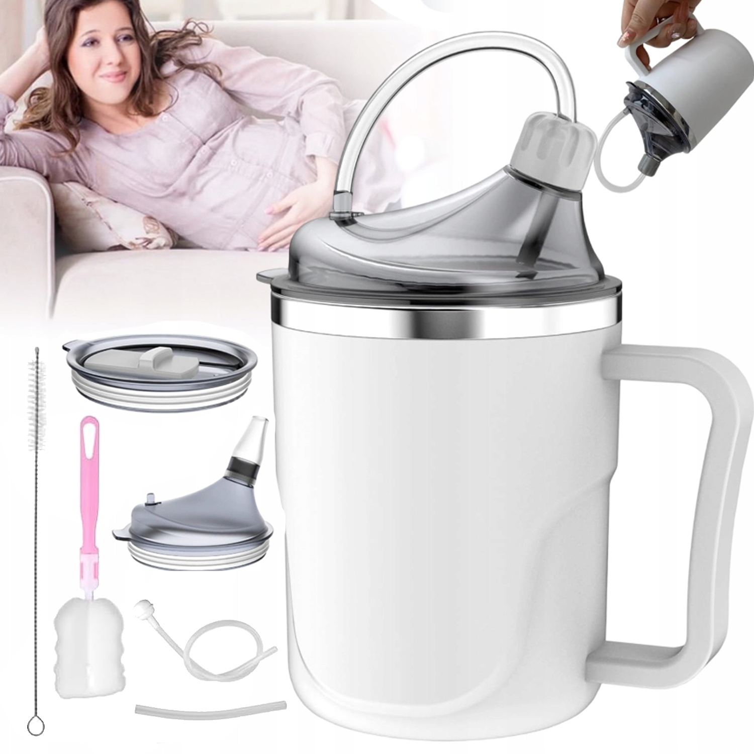 Nekapající Hrnek Pro Dospělé O Objemu 400 ML, Odolný Proti Rozlití
