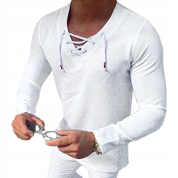 Koszula Męska Casual Przewiewna Lniana Len