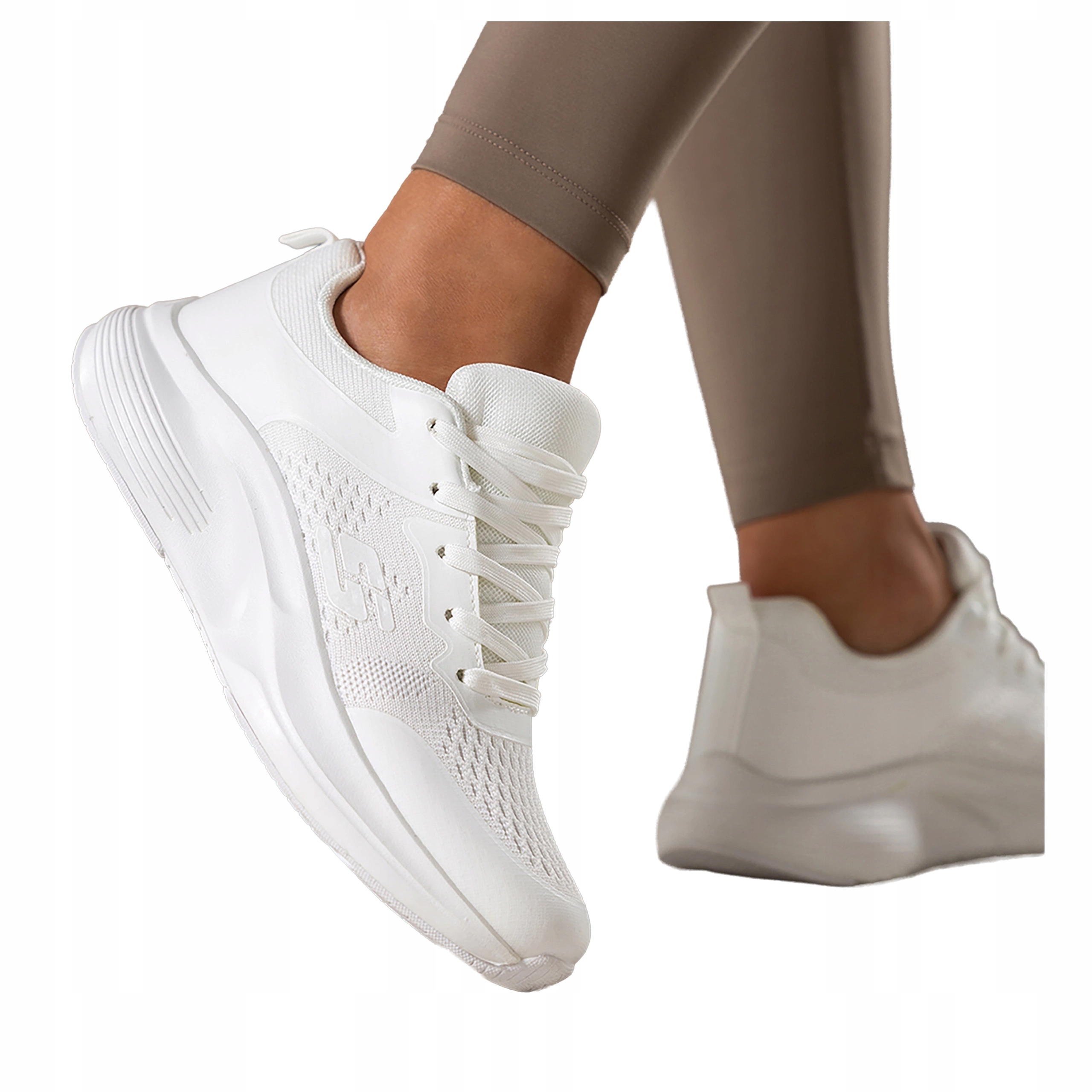 Bílé dámské tenisky na platformě se šněrováním pro Trénink, velikost 39