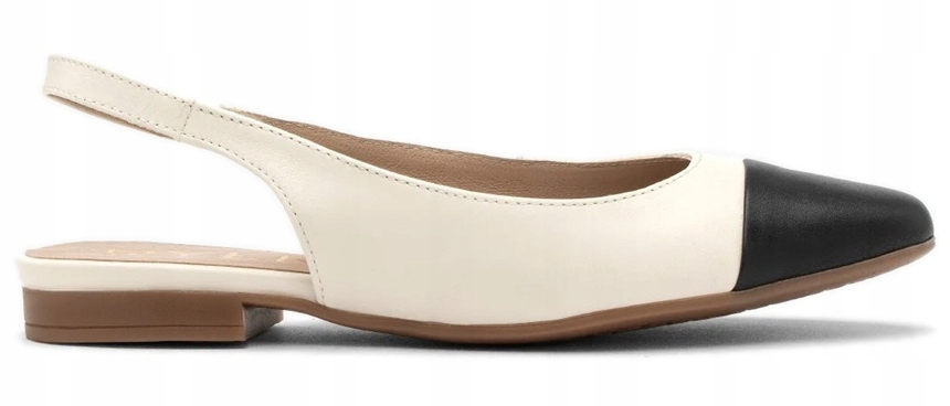 Ryłko krémové dámské kožené baleríny s odkrytou patou 38,5