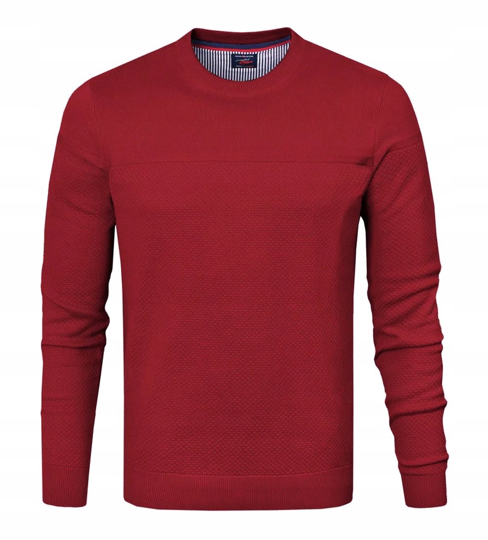 Bavlněný svetr s kulatým výstřihem (U-Neck) – Pako Jeans – Červený – L