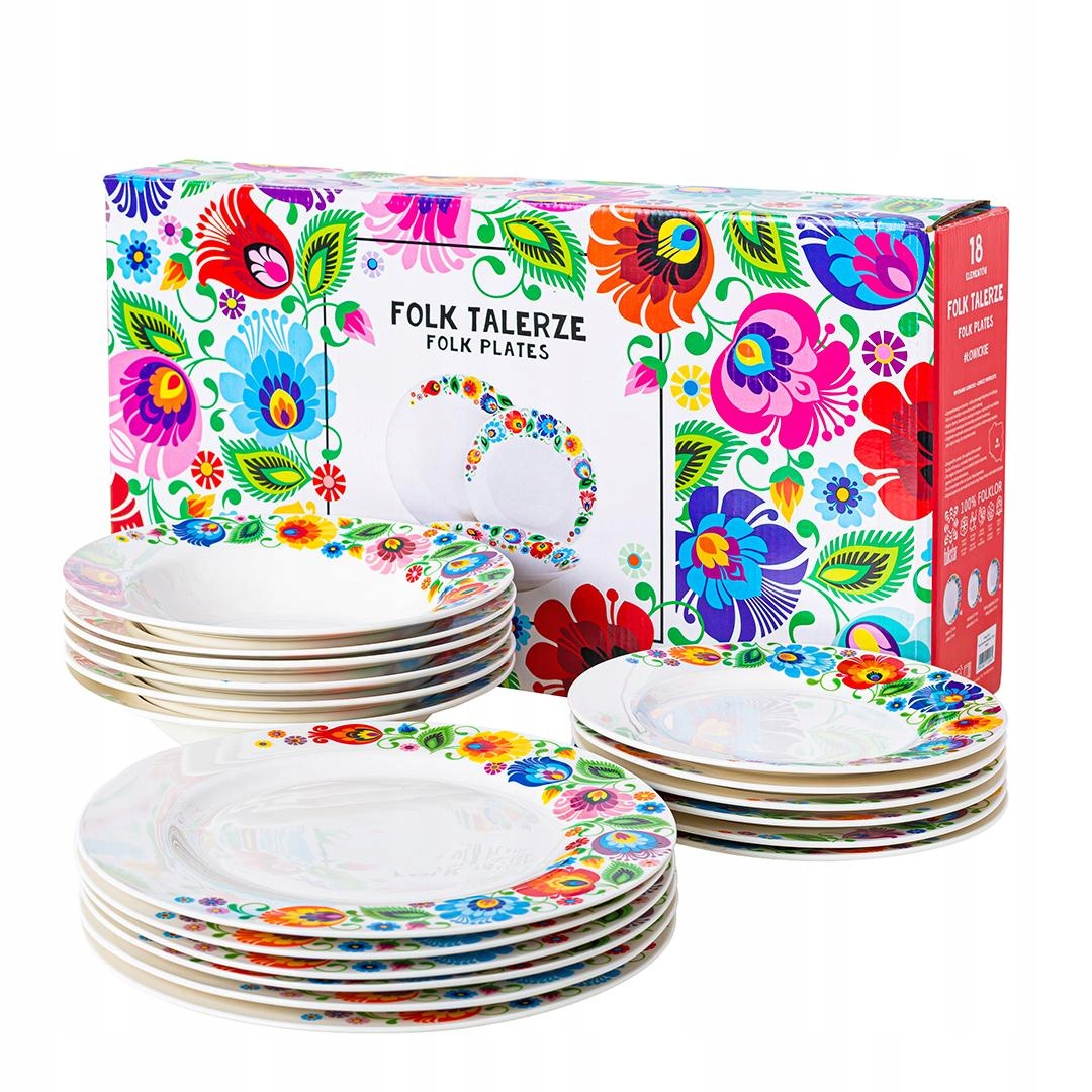Talíře Folk Rybářské Vzory Jídelní Sada 18 Kusů Folkstar