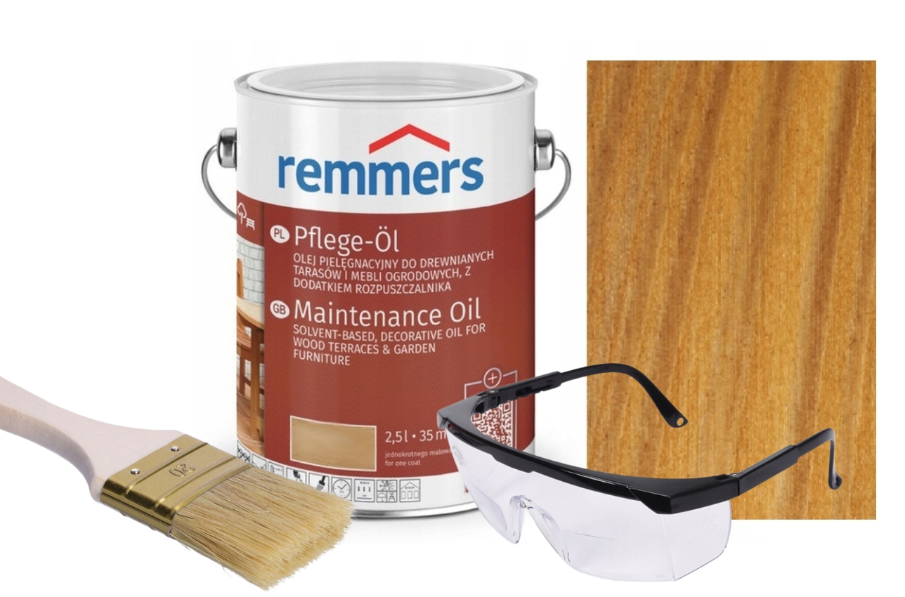 Olej Do Tarasu Remmers Pflege Ol modrzew 2,5L zestaw pędzel okulary