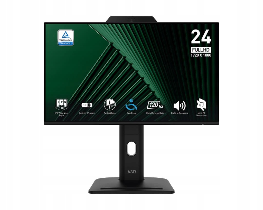 Msi Monitor 23.8" Pro MP242PMG Fhd Vga Hdmi Dp 120Hz Kamera Pivot Głośniki