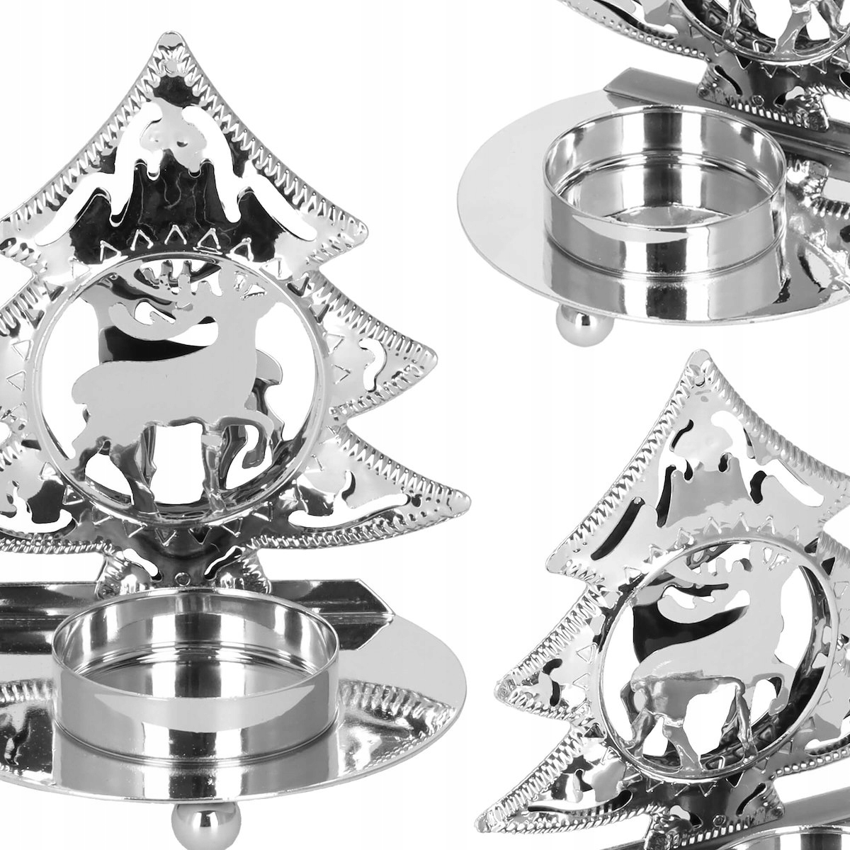 SREBRNY ŚWIECZNIK GLAMOUR TEALIGHT 10cm NA STÓŁ Marka Springos