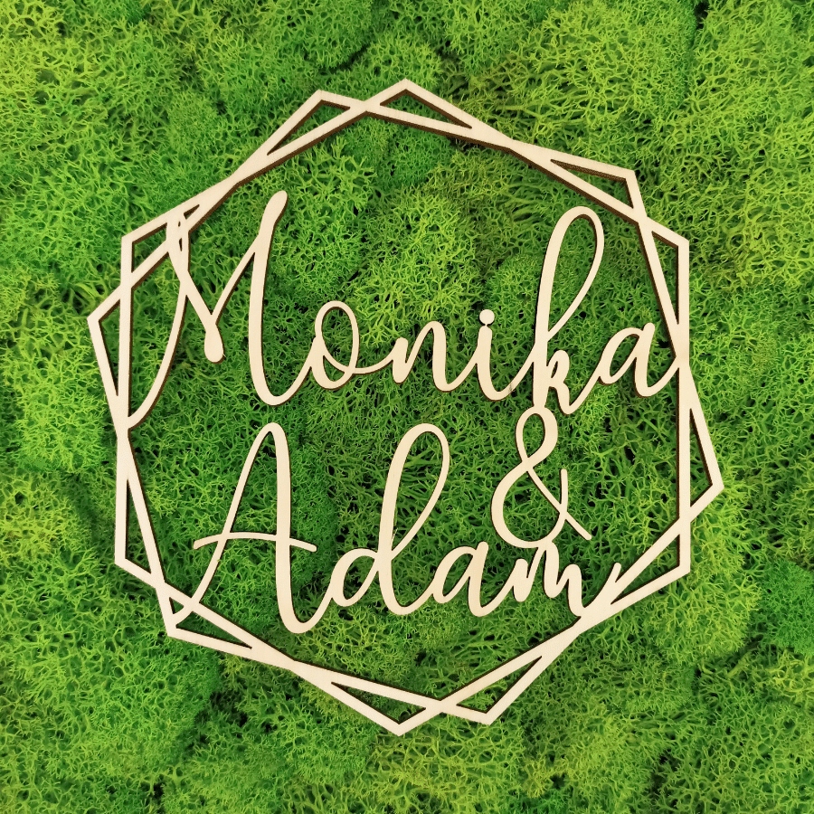 Lekkie heksagony - napis drewniany, wesele, 50 cm Marka Fajna Historia