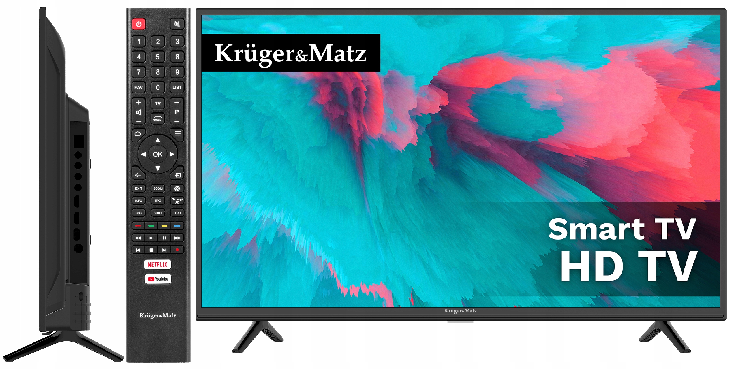 TELEWIZOR 32'' KRUGER&MATZ HD DVB-T2 HEVC SMART TV WI-FI YOUTUBE NETFLIX
