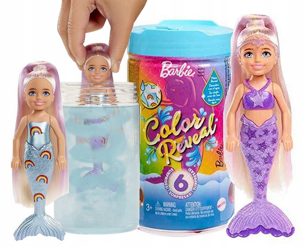 

Barbie Chelsea Kolorowa Niespodzianka Syrenka tęcz