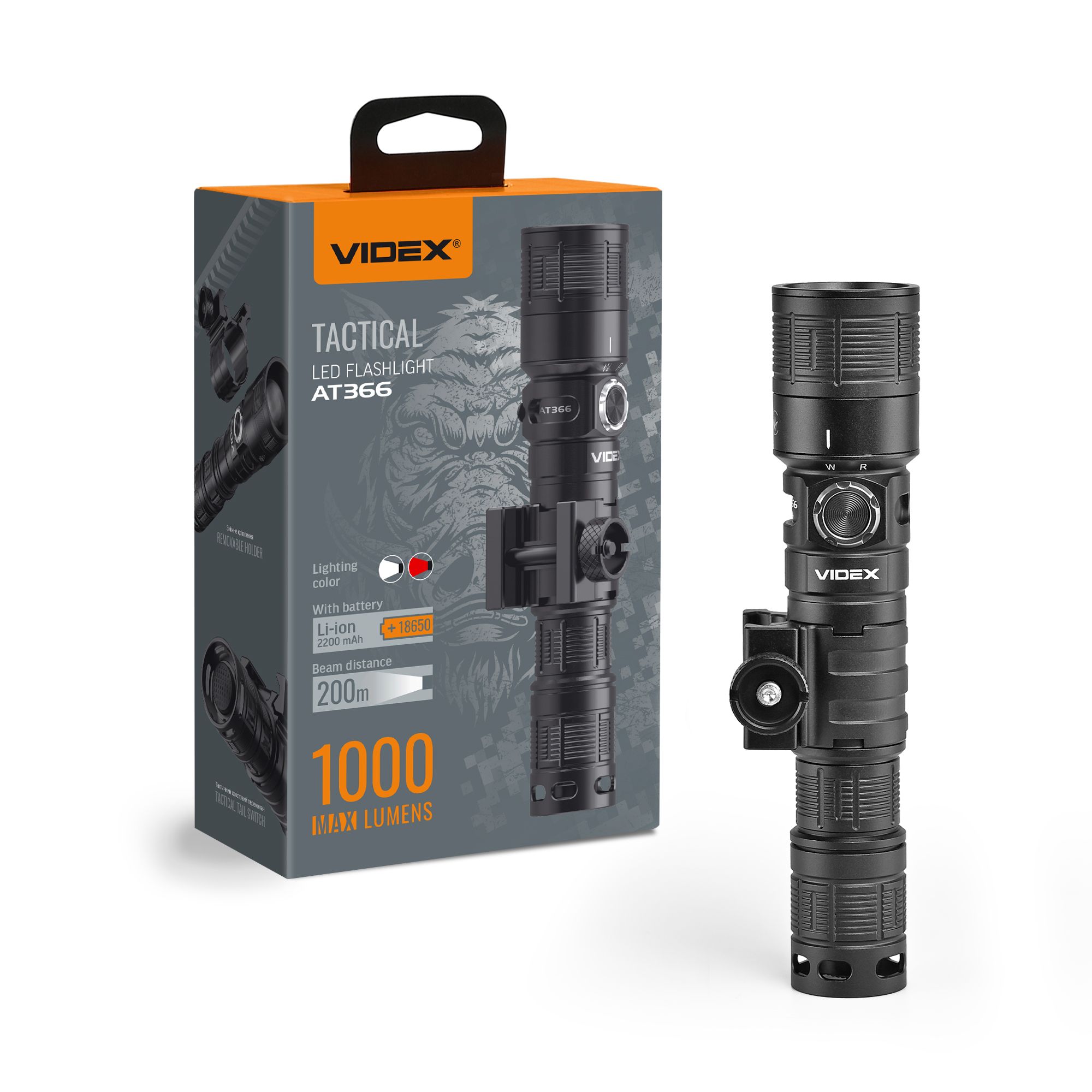 Videx Led taktická svítilna 1000 lm 5000 K VLF-AT366