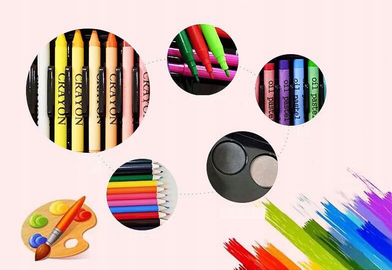 ZESTAW DO MALOWANIA RYSOWANIA W WALIZCE 180 CZĘŚCI Kod producenta 926546