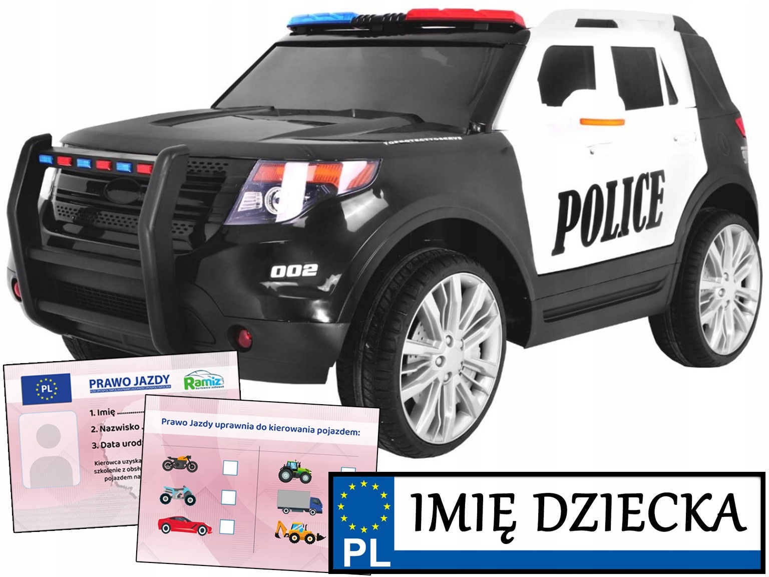 Suv Policja autko policyjne dla dzieci pilot panel audio Elektryk