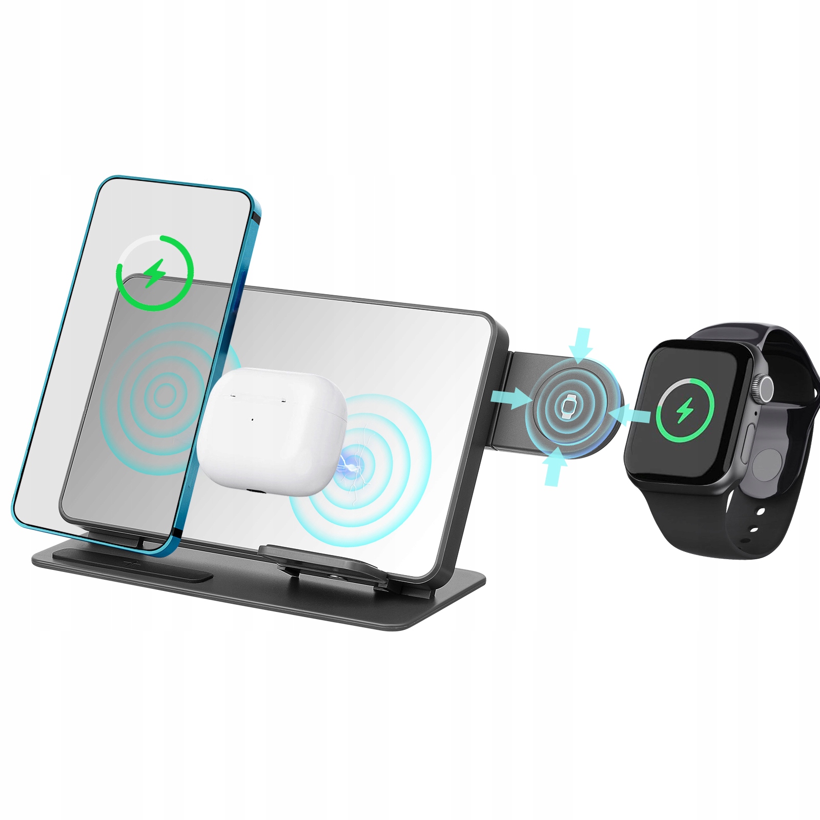 STOJAK ŁADUJĄCY 4 W 1 DLA SAMSUNG IPHONE AIRPODS APPLE WATCH Marka bez marki