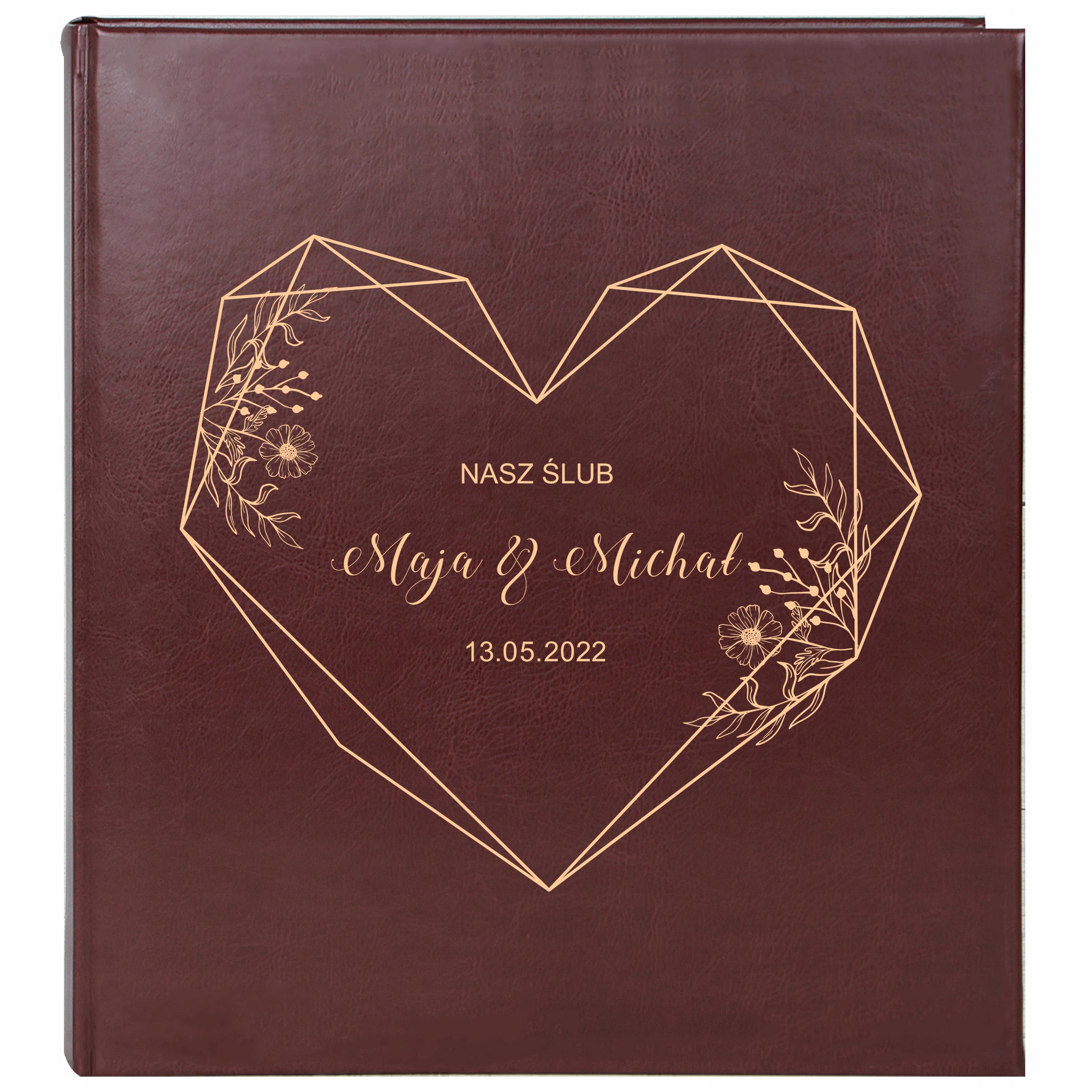 Hnědé fotoalbum s potiskem na svatbu Dárek Svatba k výročí, 50 karet