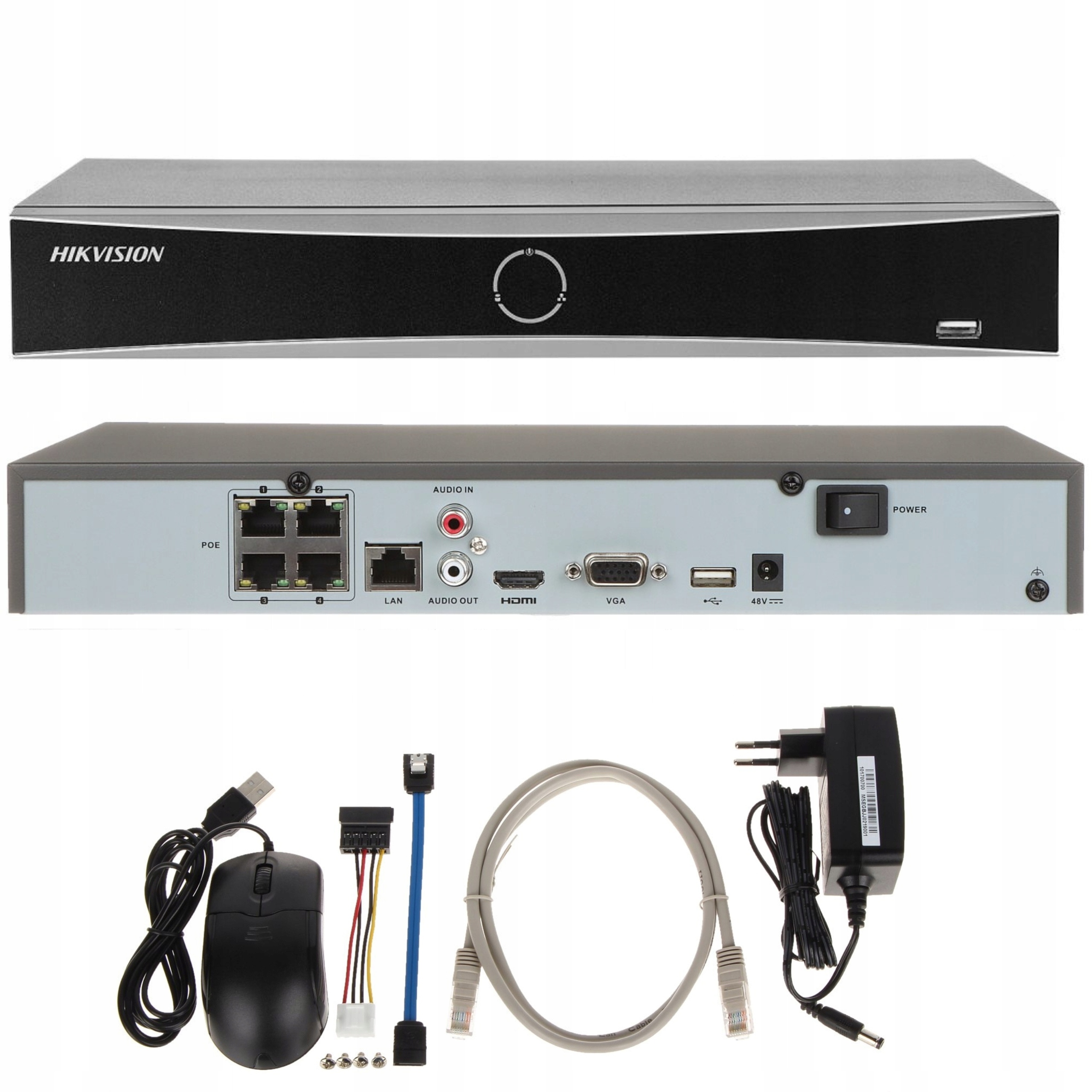 Rejestrator Ip 4-kanałowy Hikvision DS-7604NXI-K1/P Do 12 Mpx Wbudowane Poe