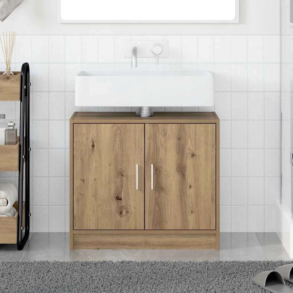 vidaXL Koupelnová skříň s úložištěm Artisanový dub 63 x 29 x 55 cm
