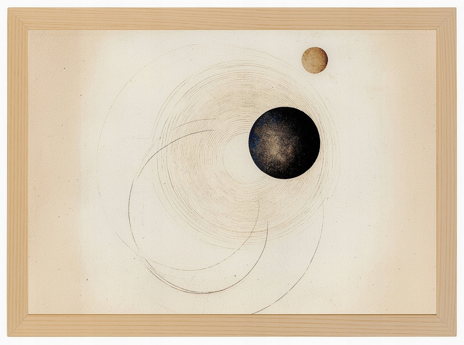 Plakát Rámeček Dřevo Abstrakce Vesmír Orbita Planeta Sfera Retro 80x60