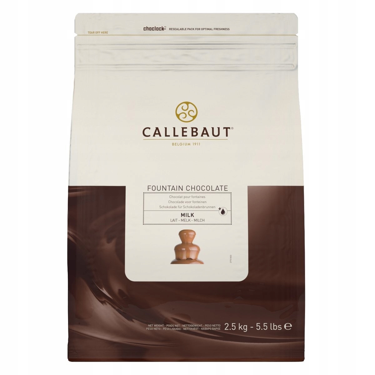 Levně Čokoláda Callebaut Mléčná pro fontány 2,5 kg Datum expirace: 07.05.2026
