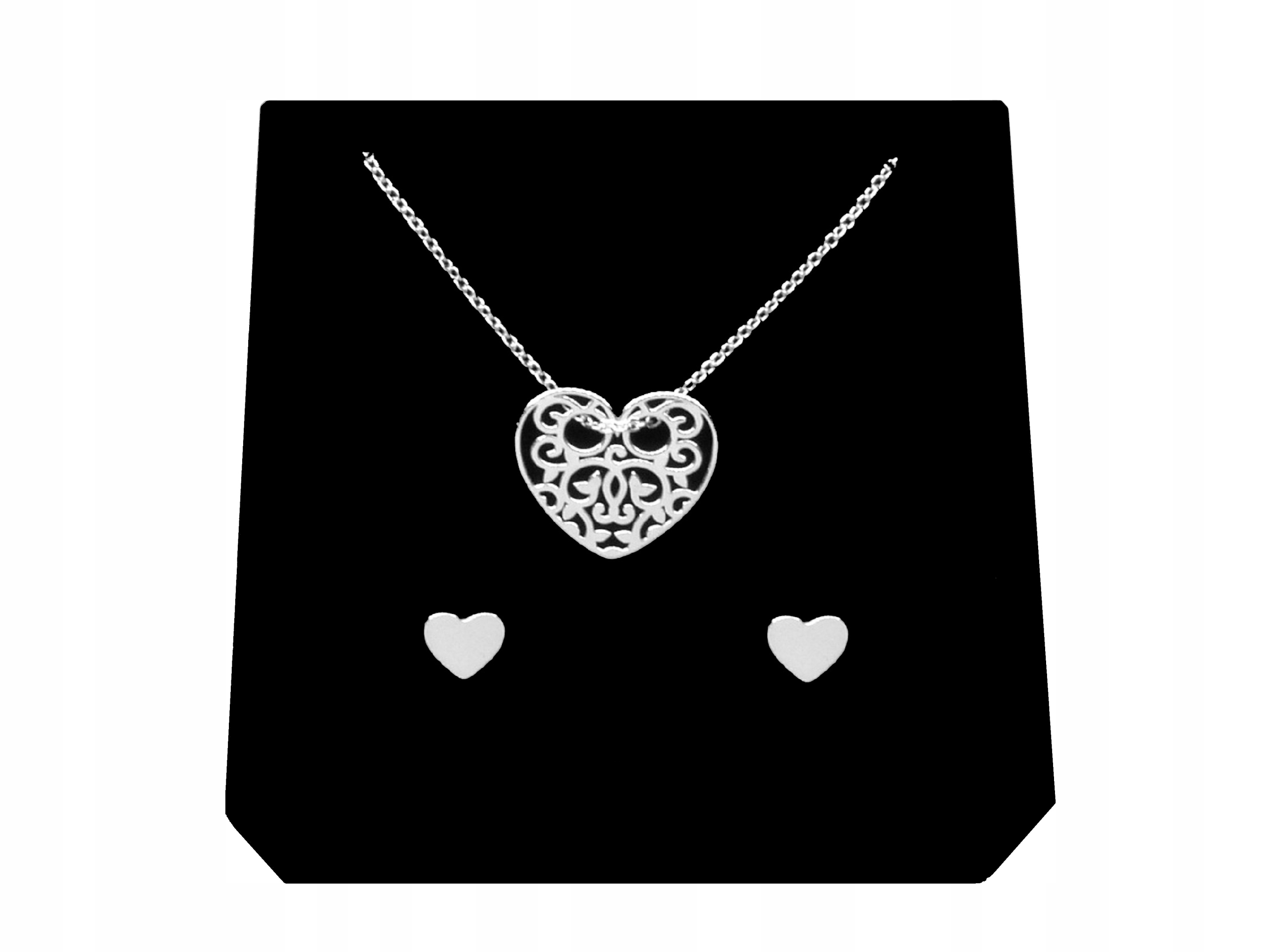 

Srebrny Komplet Celebrytka Serce srebro 925