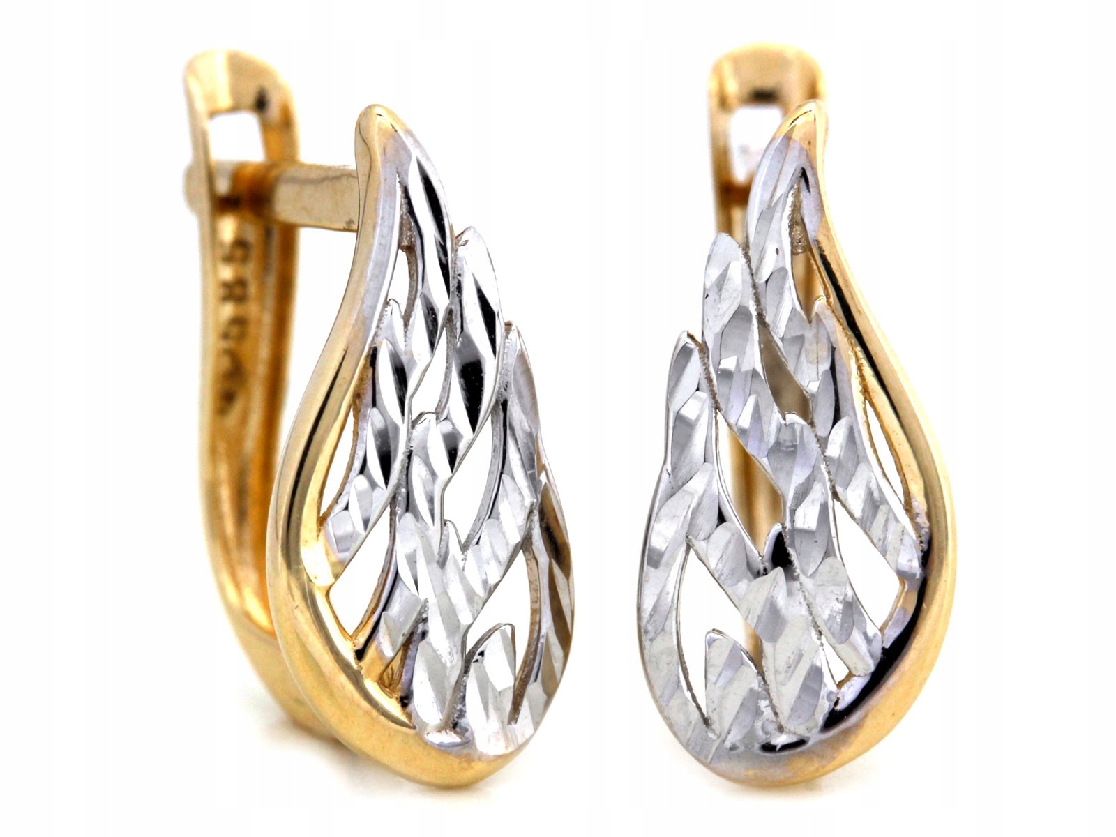 Náušnice zlaté ažurové 585 křídlo anglické zapínání křidélka 14kt