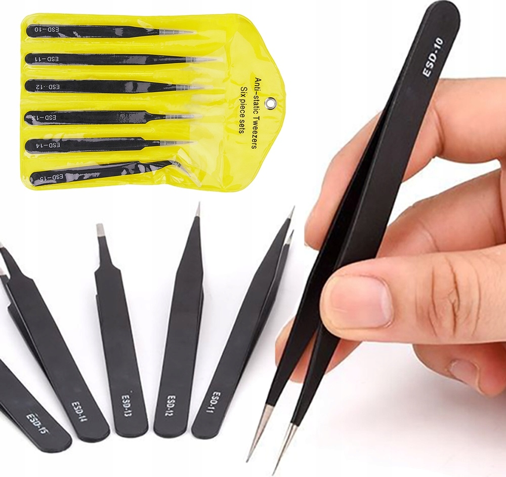 ZESTAW METALOWYCH PĘSET ESD PINCETA PĘSETY PINCETY Marka Inna