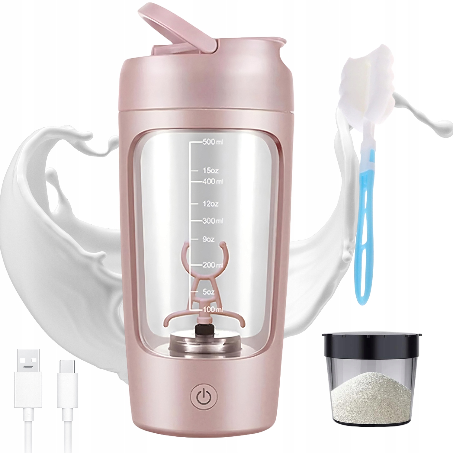 Mixér Na Bílky Elektrický Mixér Na Shake 650 ML Růžový