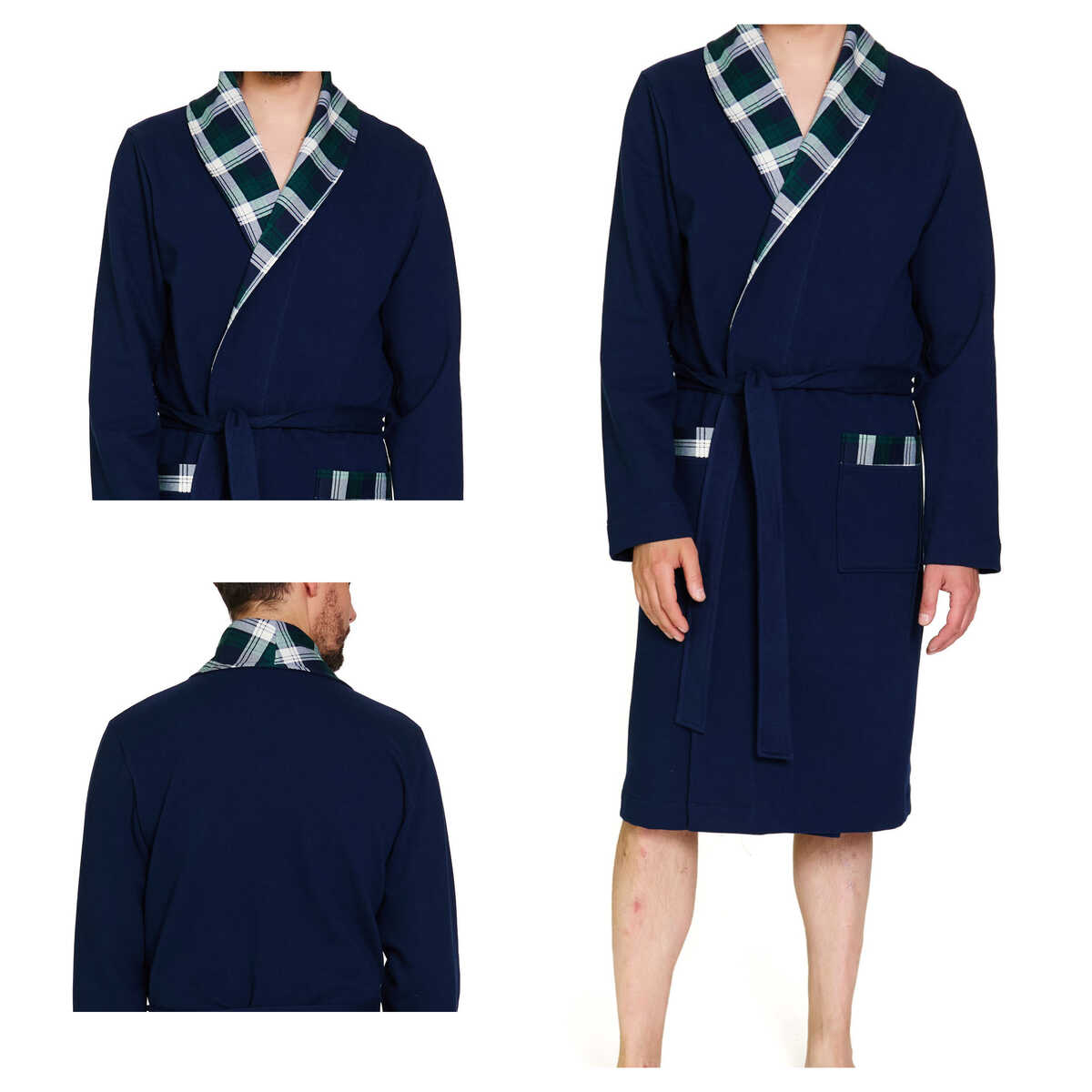 Doctornap Pánský bavlněný zavazovací župan Smw 7366 navy blue plus 2XL