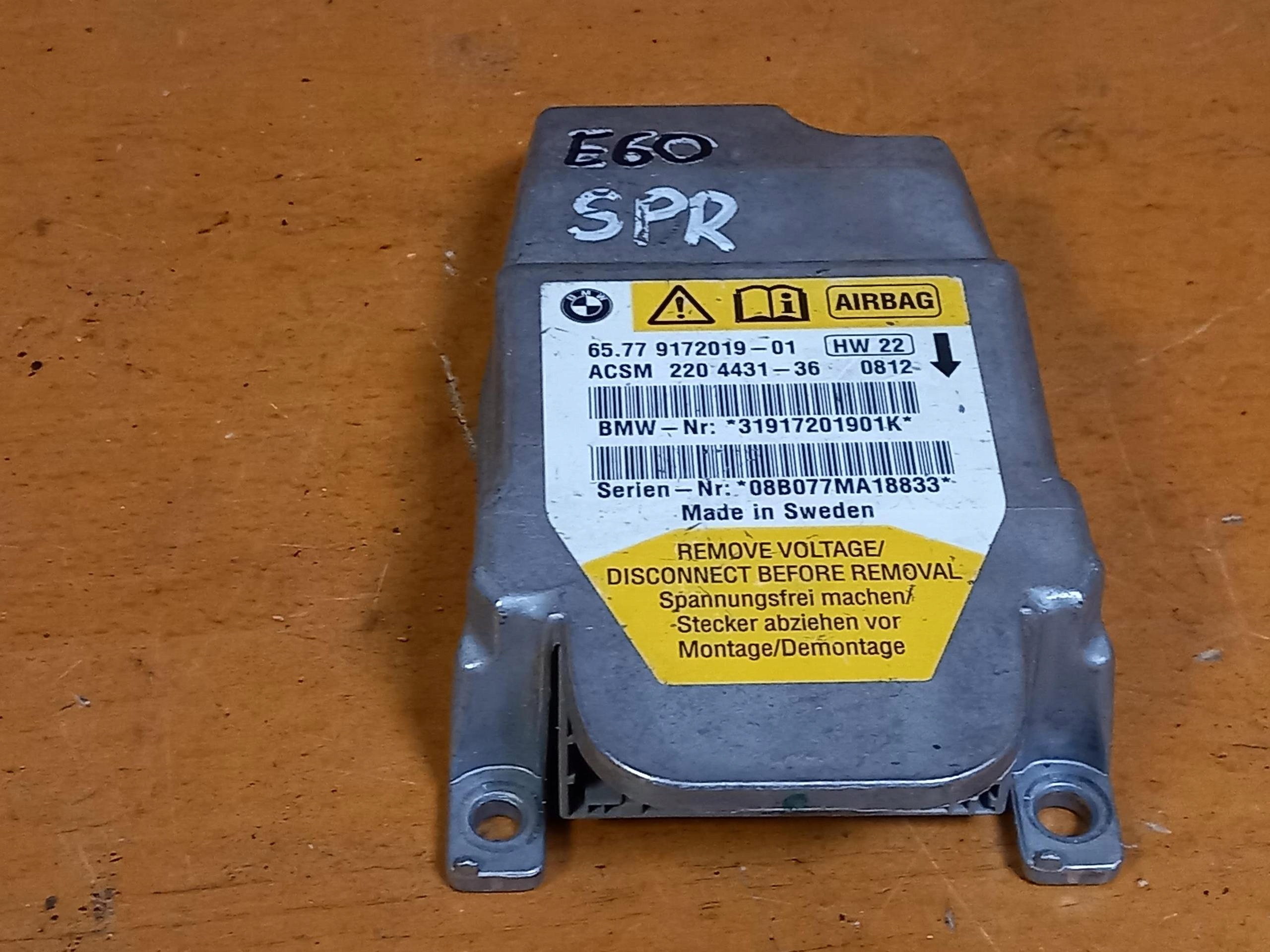 modulo Centralina airbag BMW SERIA 5 E60 E61 9172019 03-10