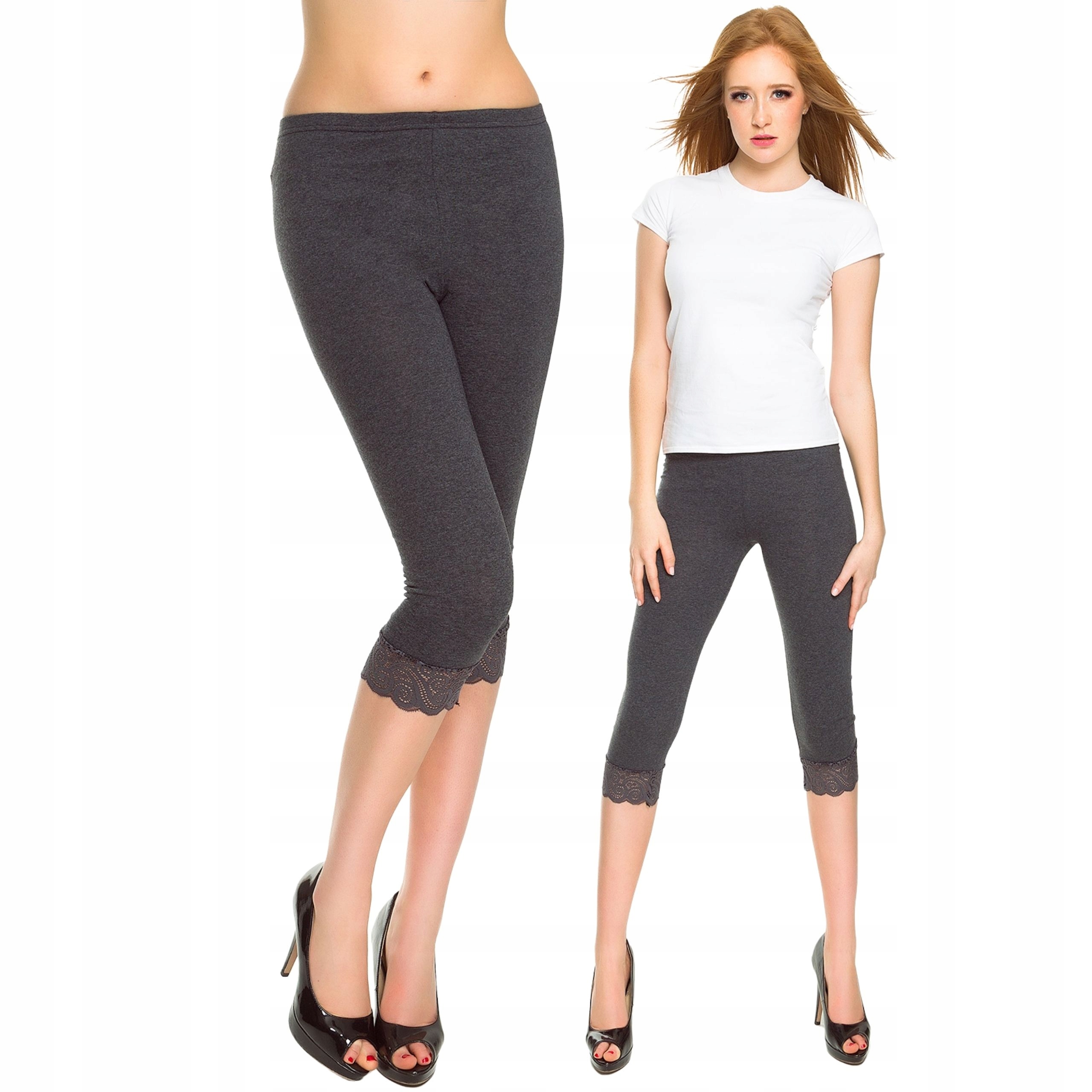 

Damskie Legginsy 3/4 Z Koronką Getry Rybaczki 2XL