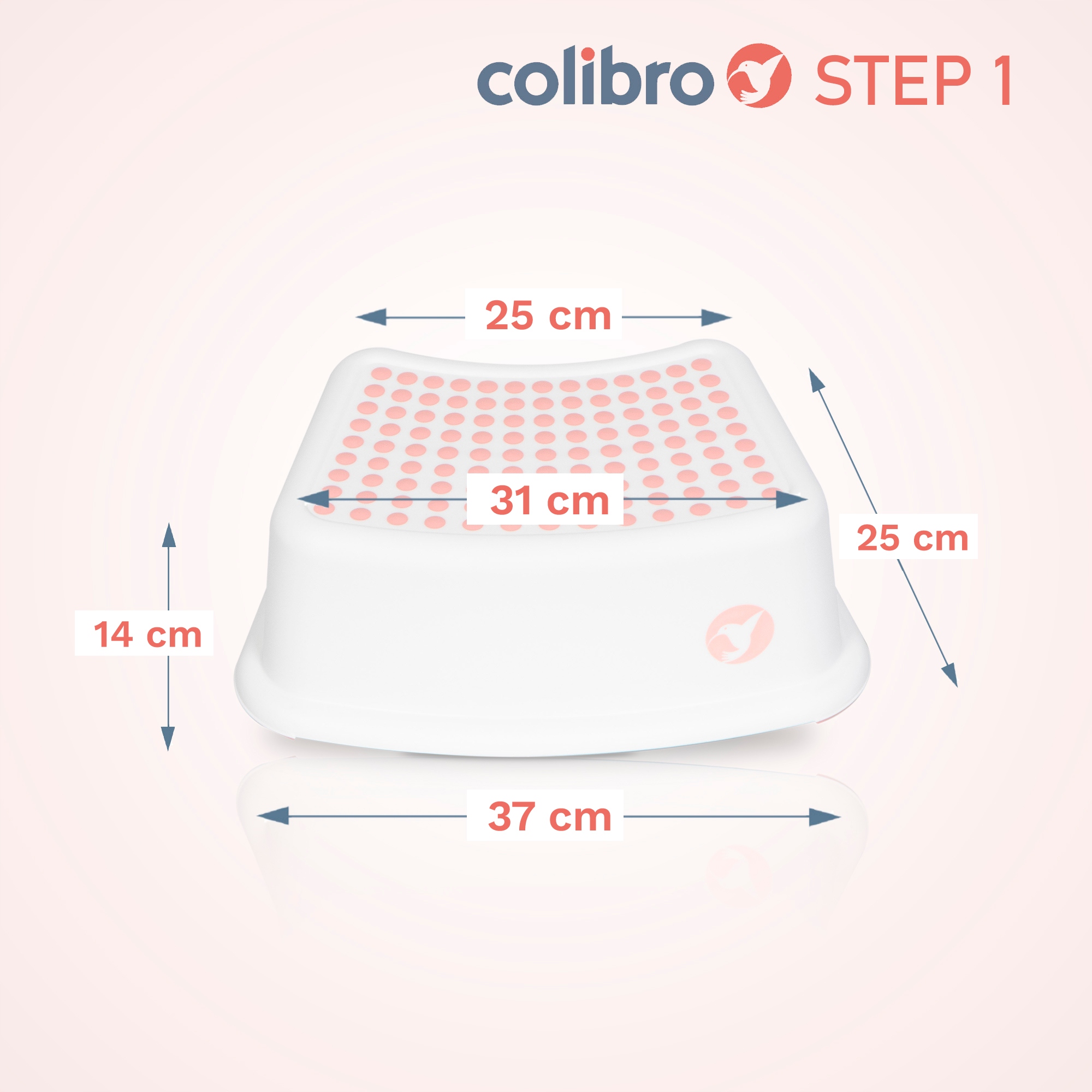 Podest podnóżek stopień dla dzieci STEP 1 STABILNY Wysokość 14 cm