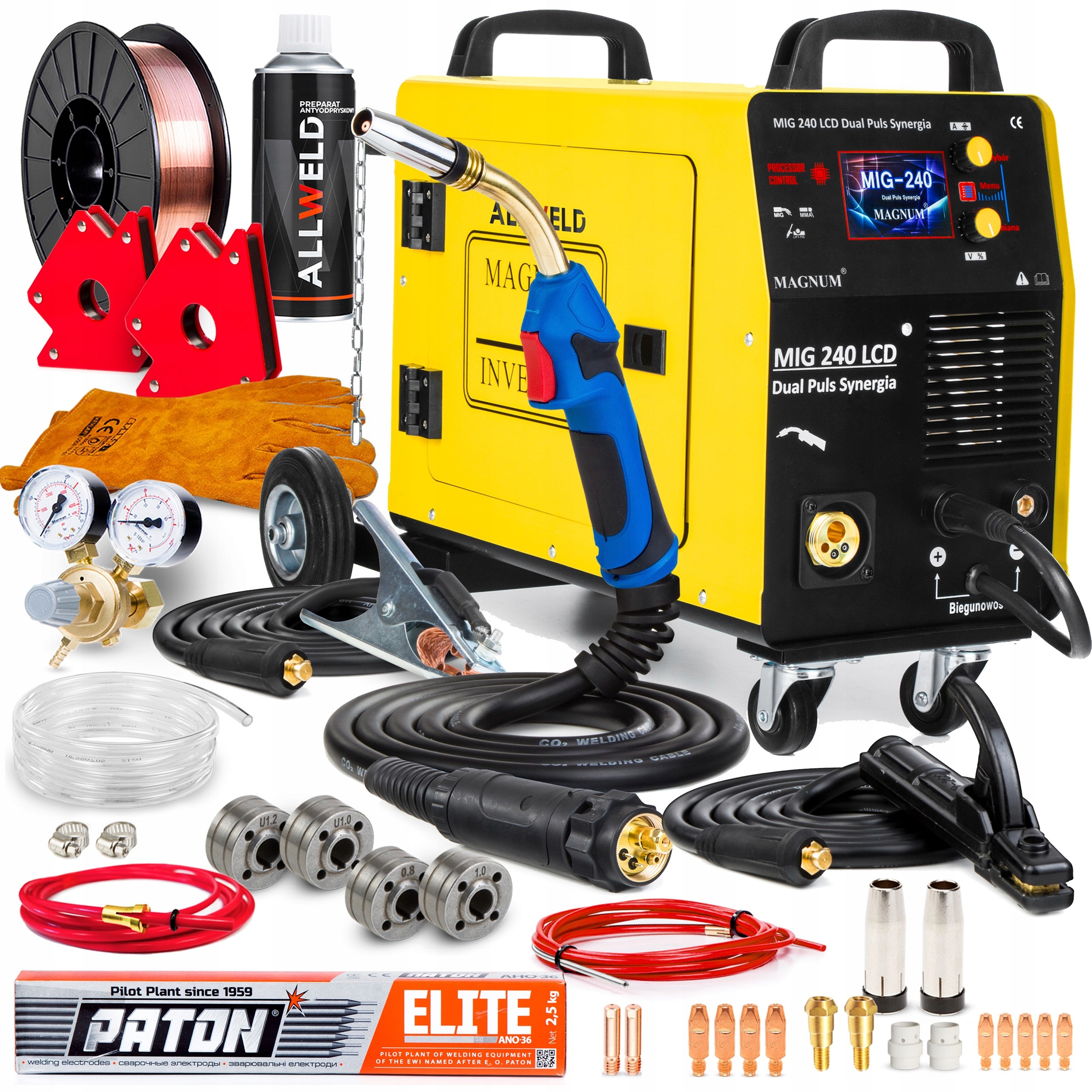 Poloautomatický Svařovací Stroj Magnum Mig 240 LCD Dual Puls Synergie 3V1