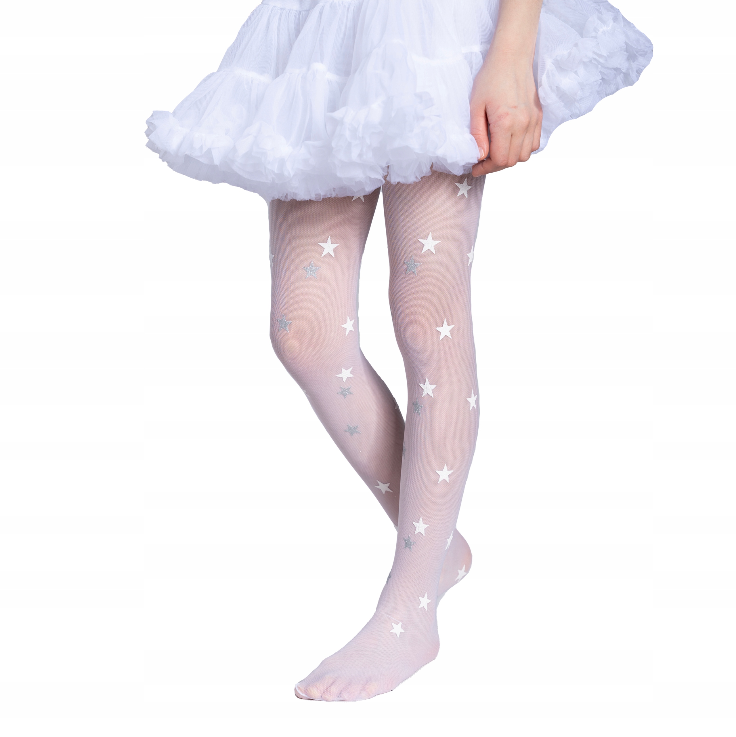 Rajstopy BIAŁE dziewczęce KOMUNIJNE z wzorem SUPER JAKOŚĆ Marka Fenome