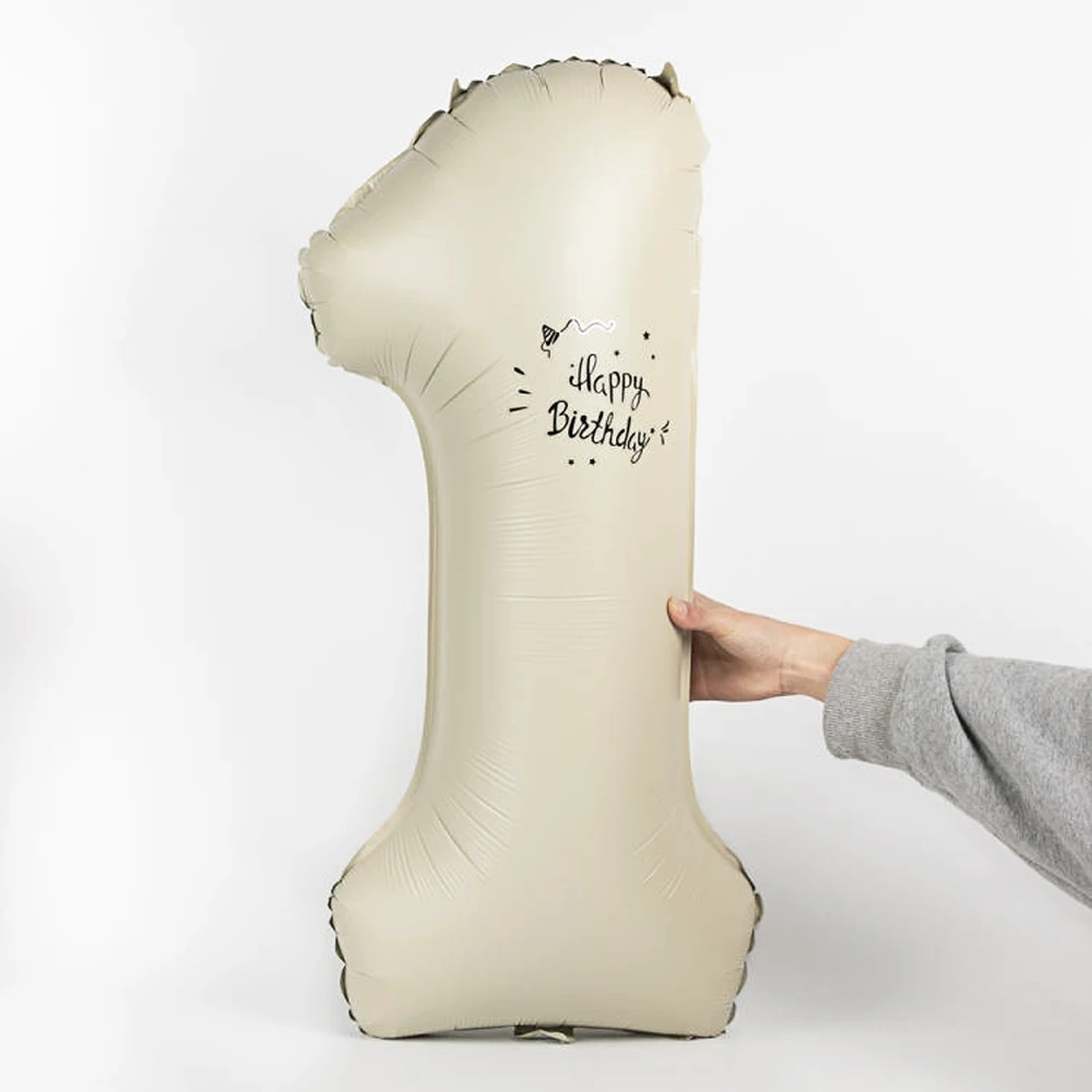 Juego de globos de cumpleaños de color Beige, pegatinas con nombre Marka bez marki