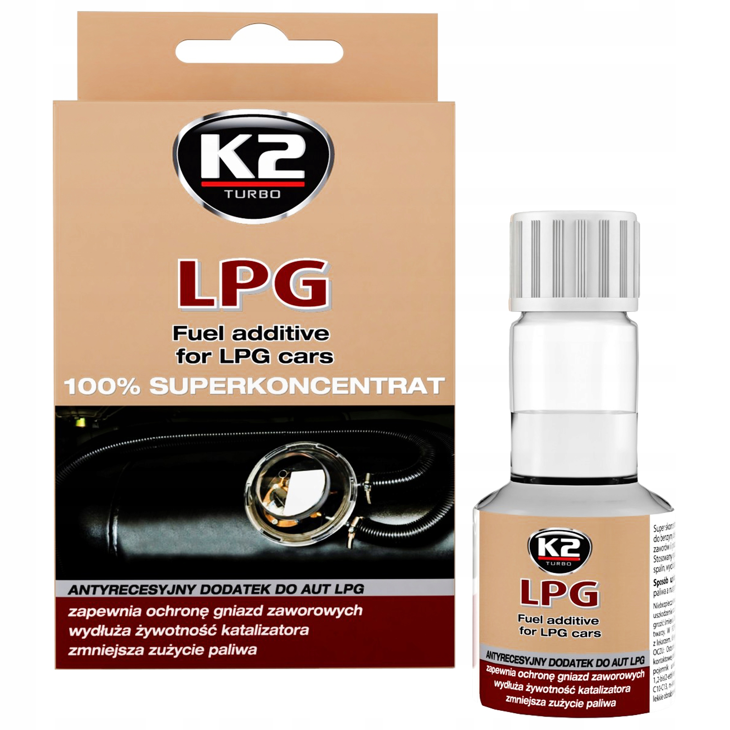 Dodatek do Lpg Antyrecesyjny zmniejsza zużycie paliwa chroni zawory K2 50ml