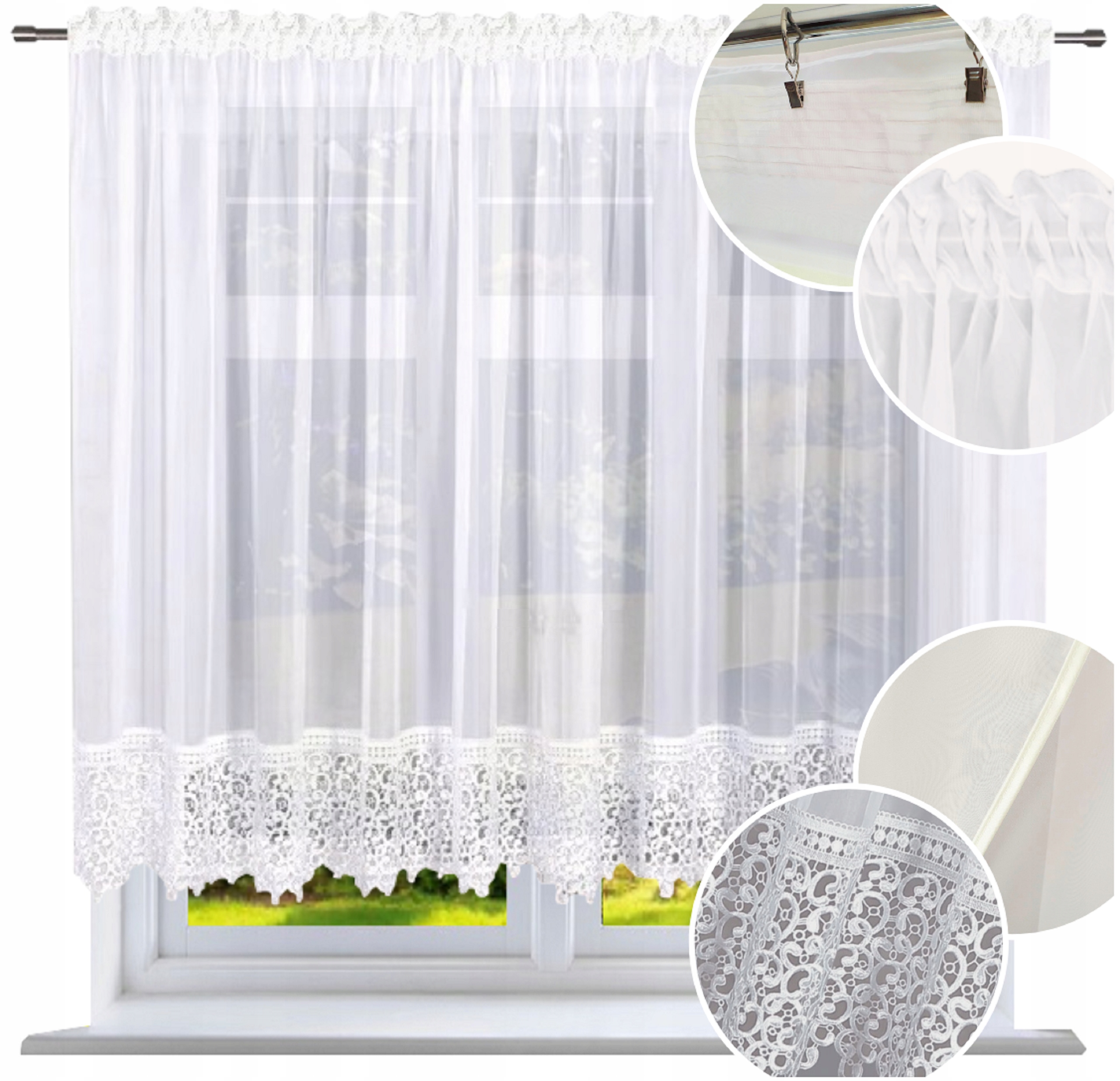 Hotová záclona s krajkou 600x150 záclona jednoduchá do obývacího pokoje s gipiurou záclony