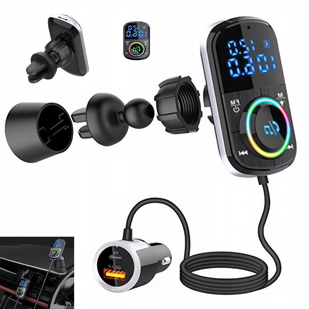 Transmiter Fm Ładowarka Bluetooth Navitel BHF08 Probt Usb-c QC3.0+PD18 W