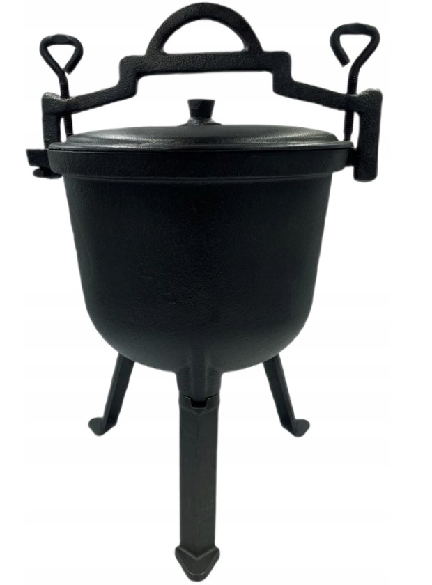 Zestaw XL Kociołek Żeliwny 8L Garnek Myśliwski Rękawica Przybory Podpałka Kod producenta Garden Party Oryginalny Kociołek 8l