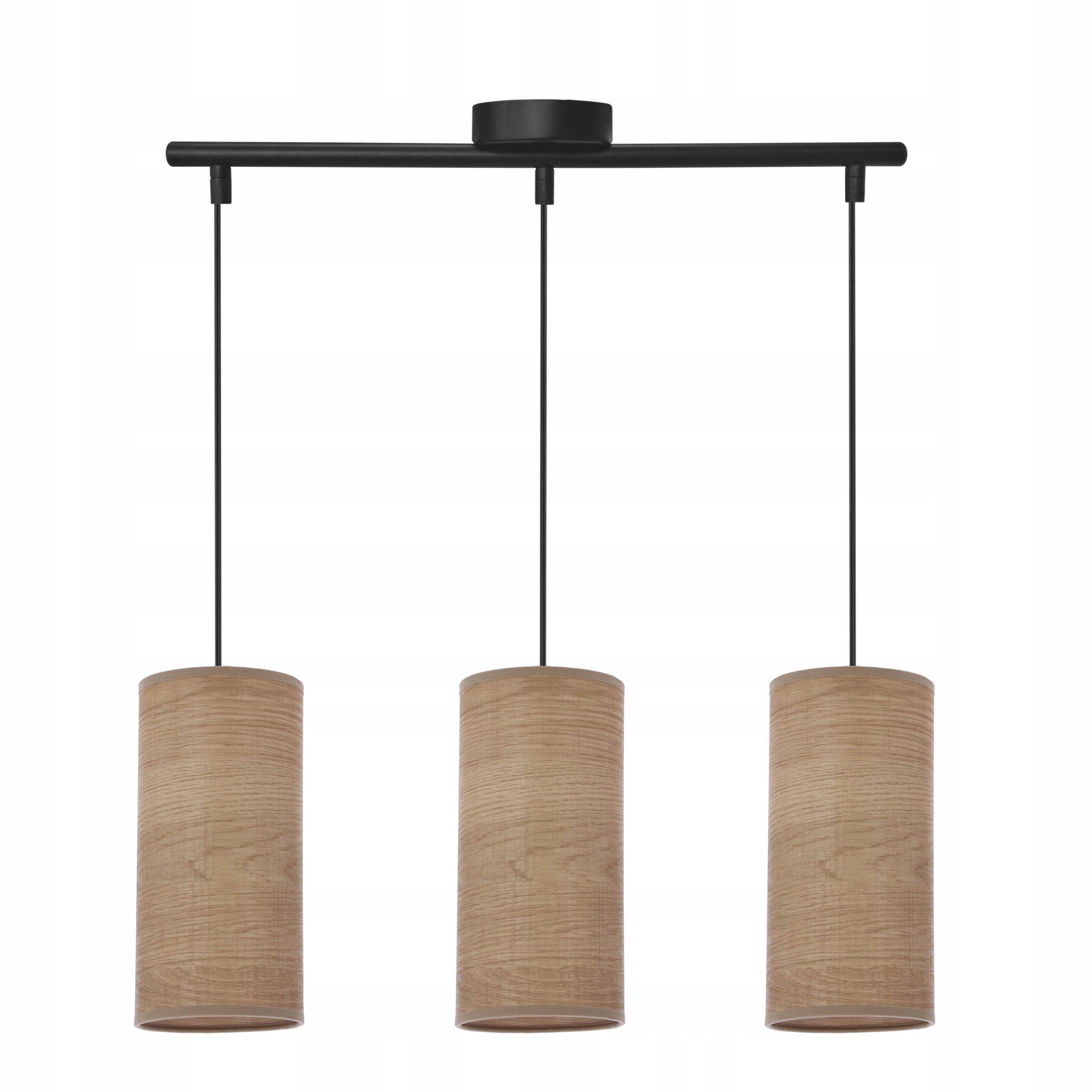 Závěsná lampa Ballo Nad stůl Černá Abažur Ořechová 3x60W E27 Skandinávská